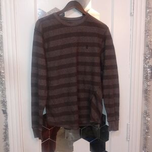 Volcom Men's Dark Brown Striped Sweatshirt